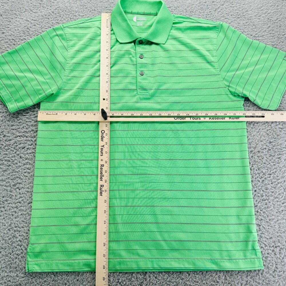 IZOD Golf Polo Shirt Mens M Green Blue Striped Short Sleeve Athletic Outdoor - Picture 6 of 9
